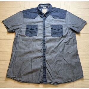Guess Men's XXL Denim Pearl Snap Western‎ W Pockets Short Sleeve Button Up Shirt